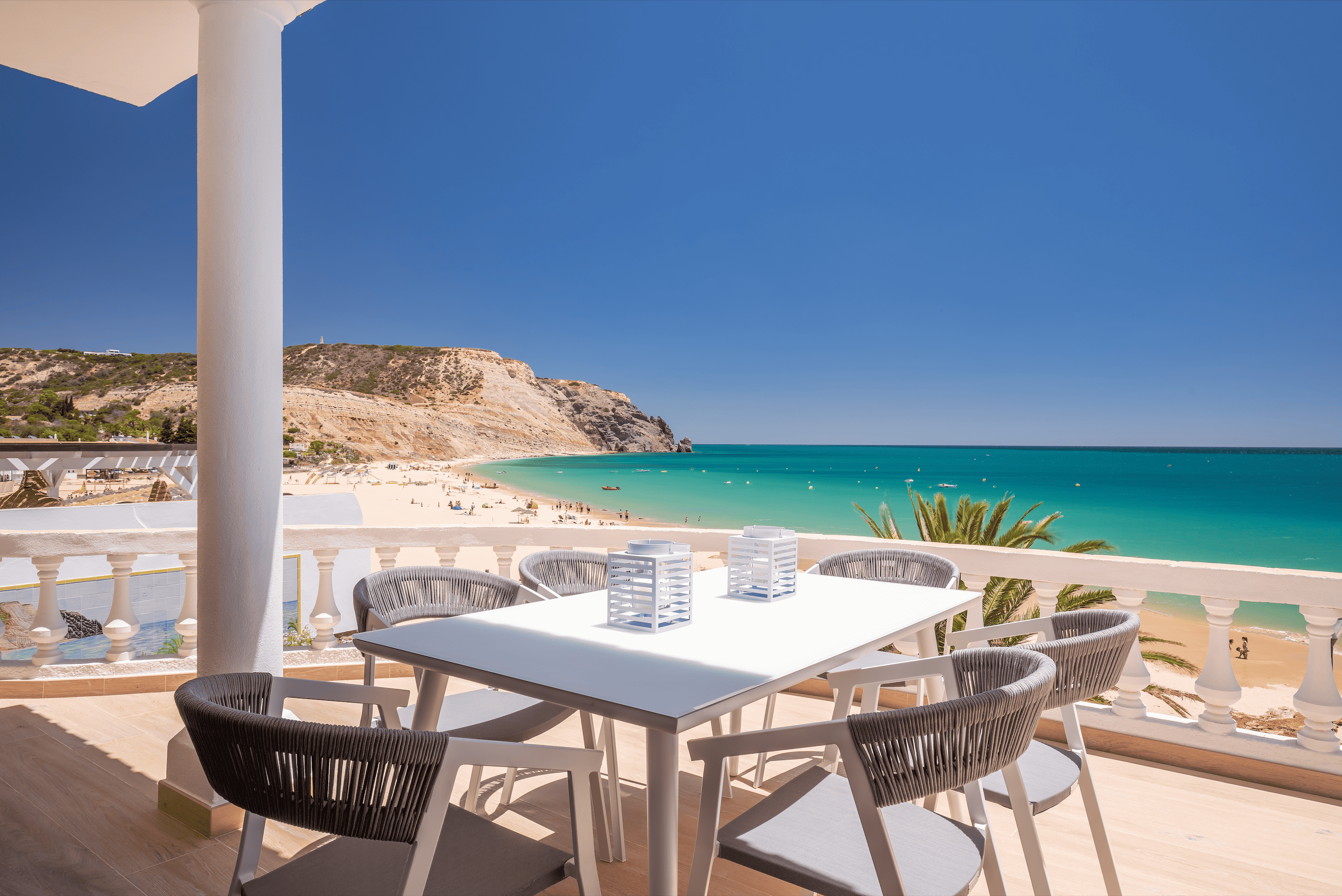 Algarve holiday rental balcony looking out to Lagos beach