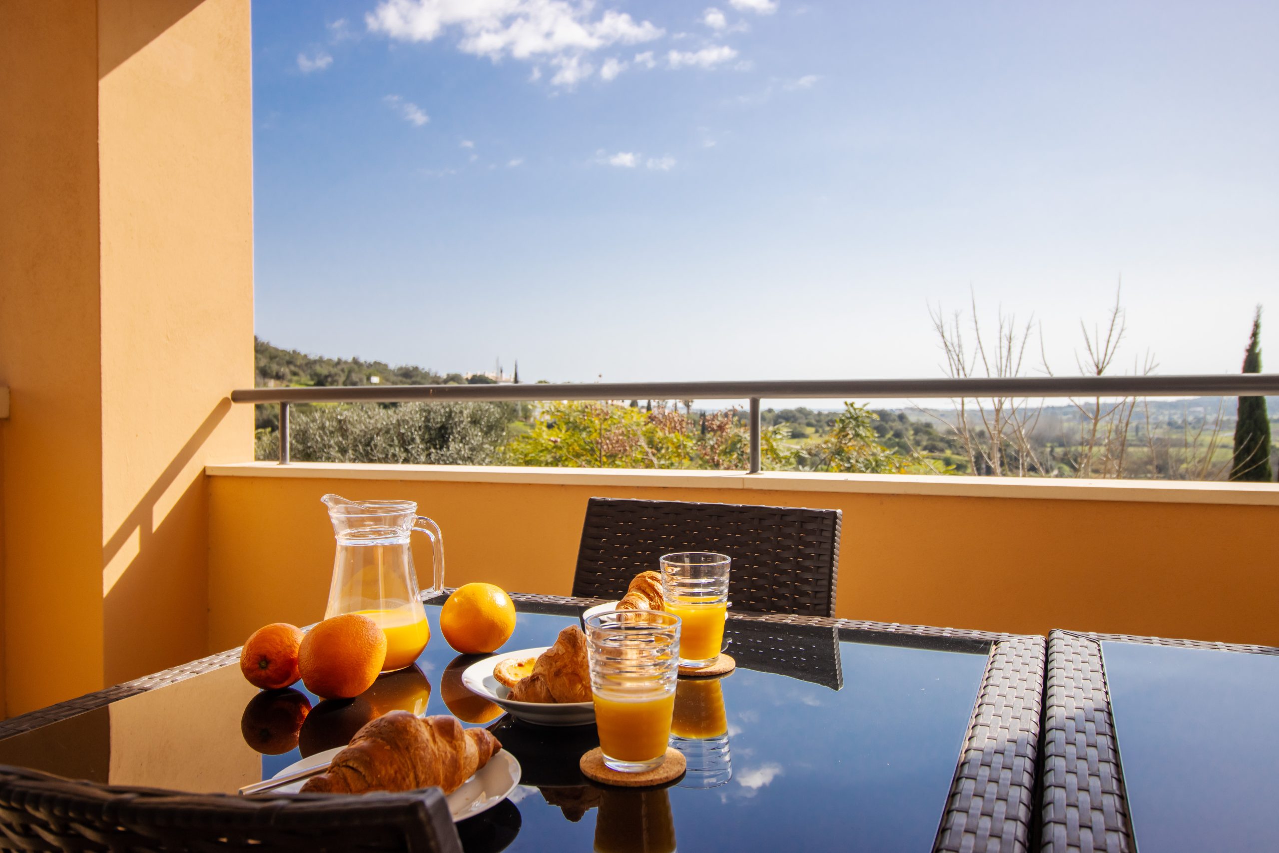 orange juice on balcony