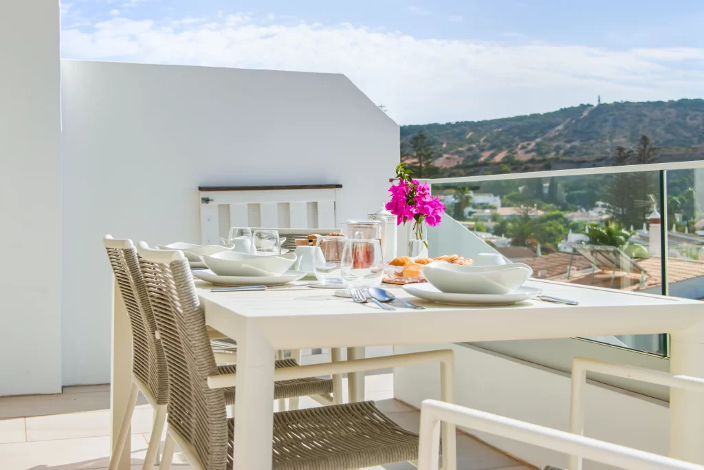 Balcony with table and decor