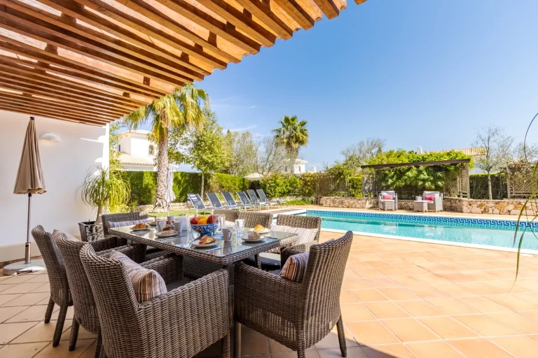 Pool and dining set in back garden